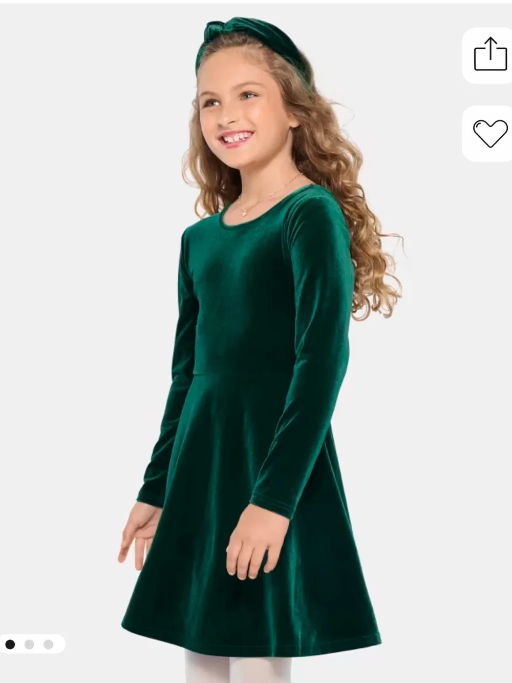 The Children’s Place Everyday Velour Skater Dress in Dark Green